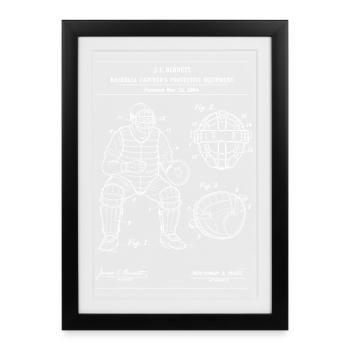 Vintage Baseball Catcher Blueprint - Framed poster (27 × 37 cm) - black - Front