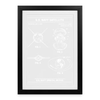 Schéma du plan des satellites de la Marine - Affiche encadrée (27 × 37 cm) - noir - Devant
