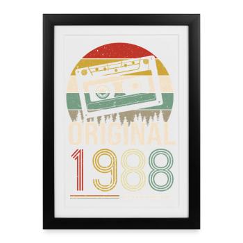 1988 Birthday 1988 Born in 1988 Birthday - Framed poster (27 × 37 cm) - black - Front