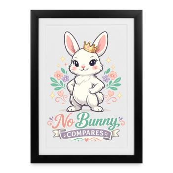 Un joli lapin de Pâques avec un œuf coloré et des lettres - Affiche encadrée (27 × 37 cm) - noir - Devant