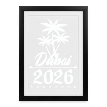 Dubai 2026 Palm Tree Emblem - Framed poster (27 × 37 cm) - black - Front
