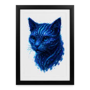 Chat Cyber Bioluminescent Neon - Framed poster (27 × 37 cm) - black - Front