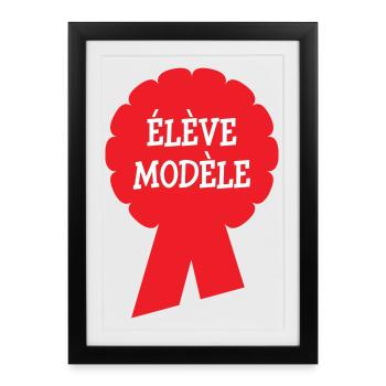 Badge Élève Modèle : Récompense Scolaire Vintage - Affiche encadrée (27 × 37 cm) - noir - Devant