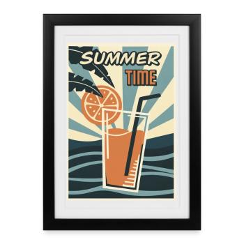Summertime Orange Drink Retro - Framed poster (27 × 37 cm) - black - Front