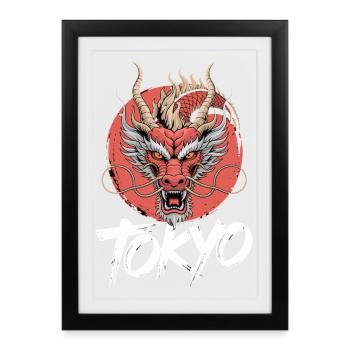 Motif de tête de dragon de Tokyo - Affiche encadrée (27 × 37 cm) - noir - Devant