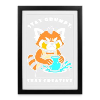 Stay Creative Pottery Panda - Framed poster (27 × 37 cm) - black - Front