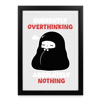 Overthinking Nothing Manga Chibi Humour - Affiche encadrée (27 × 37 cm) - noir - Devant