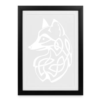 Renard celte blanc - Affiche encadrée (27 × 37 cm) - noir - Devant