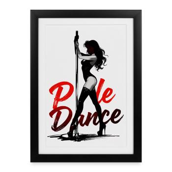 Pole Dance Silhouette – Elegant Pin-Up Art - Framed poster (27 × 37 cm) - black - Front