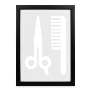 coiffeur - Affiche encadrée (27 × 37 cm) - noir - Devant