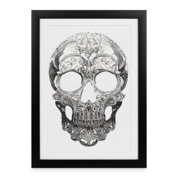 Ornement de crâne de mandala - Affiche encadrée (27 × 37 cm) - noir - Devant