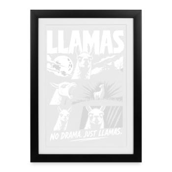 Lamas Horror Comic Pas de drame Art - Affiche encadrée (27 × 37 cm) - noir - Devant
