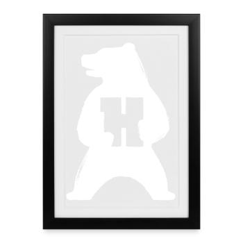 H-Bear Silhouette - Affiche encadrée (27 × 37 cm) - noir - Devant