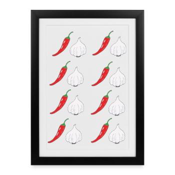Motif piment-ail - Affiche encadrée (27 × 37 cm) - noir - Devant