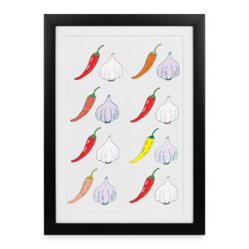 ChiliGarlic Pattern Color Print - Framed poster (27 × 37 cm) - black - Front