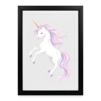 Illustration de licorne magique - Affiche encadrée (27 × 37 cm) - noir - Devant
