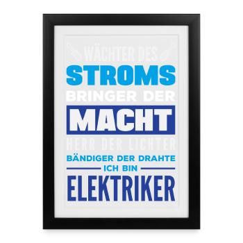 Wächter Des Stroms Elektriker - Gerahmtes Poster (27 × 37 cm) - Schwarz - Vorne
