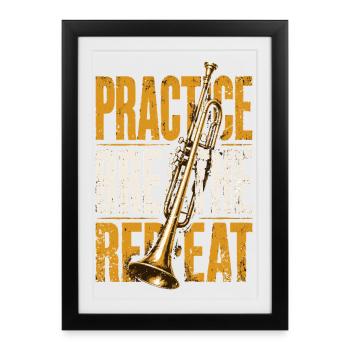 Repeat-Music Trumpet Trumpeter Musician - Framed poster (27 × 37 cm) - black - Front