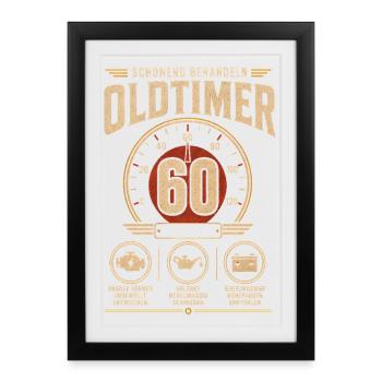 Oldtimer 60 Geburtstag Shirt - Gerahmtes Poster (27 × 37 cm) - Schwarz - Vorne