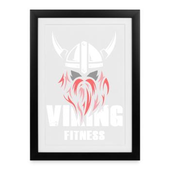 Viking Fitness Musculation Gym Fighter Symbole - Affiche encadrée (27 × 37 cm) - noir - Devant