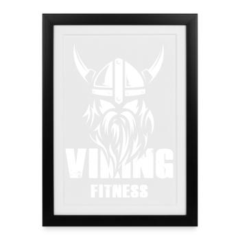 Viking Fitness Musculation Gym Barbes Icône - Affiche encadrée (27 × 37 cm) - noir - Devant