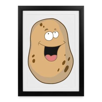 Potato cheerful vegetable food organic farmers - Framed poster (27 × 37 cm) - black - Front