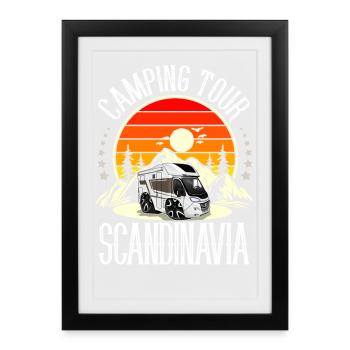 Camping Camper Camping Scandinavie - Affiche encadrée (27 × 37 cm) - noir - Devant