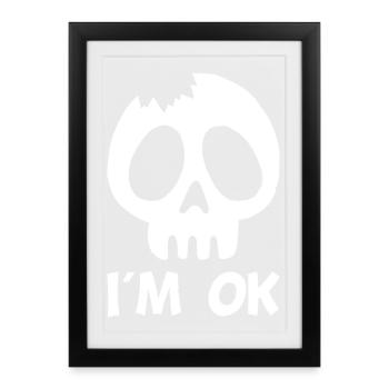 Je vais bien (blanc) - Affiche encadrée (27 × 37 cm) - noir - Devant