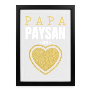 Papa Paysan au Cœur d'Or - Affiche encadrée (27 × 37 cm) - noir - Devant