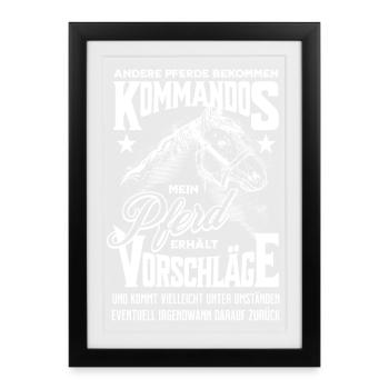 Pferdesprüche Reitersprüche Reitsport Pferd Pferde - Gerahmtes Poster (27 × 37 cm) - Schwarz - Vorne