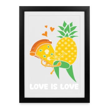 L’amour est amour – Pizza hawaïenne design ananas - Affiche encadrée (27 × 37 cm) - noir - Devant