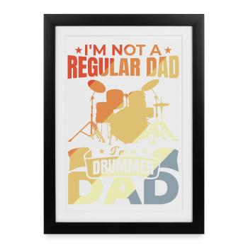 Batteur Papa - Affiche encadrée (27 × 37 cm) - noir - Devant