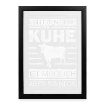 Kuh Kühe - Gerahmtes Poster (27 × 37 cm) - Schwarz - Vorne