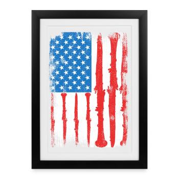 Clarinettiste patriotique des États-Unis - Affiche encadrée (27 × 37 cm) - noir - Devant