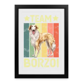 Chien Borzoi - Affiche encadrée (27 × 37 cm) - noir - Devant