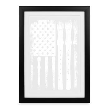Flute U.S. Flag - Framed poster (27 × 37 cm) - black - Front