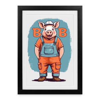 Bob the Building Pig - Framed poster (27 × 37 cm) - black - Front