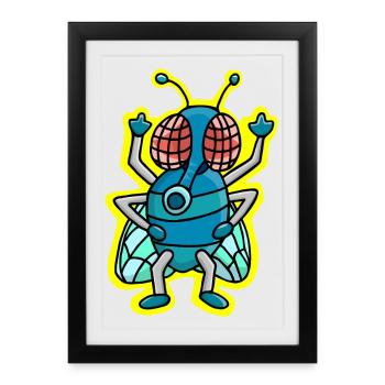 Fuck You - Noeud papillon, symbole cool et amusant - Affiche encadrée (27 × 37 cm) - noir - Devant