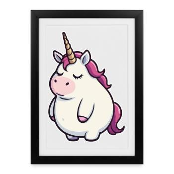Licorne drôle - Affiche encadrée (27 × 37 cm) - noir - Devant