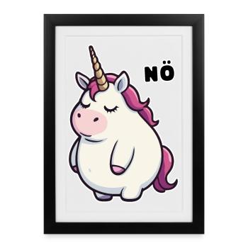 Witziges Einhorn Nö - Gerahmtes Poster (27 × 37 cm) - Schwarz - Vorne