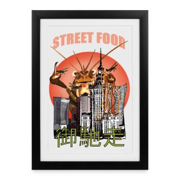 Illustration extraterrestre de la ville et de la cuisine de rue - Affiche encadrée (27 × 37 cm) - noir - Devant