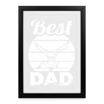 Papa breakdance - Affiche encadrée (27 × 37 cm) - noir - Devant