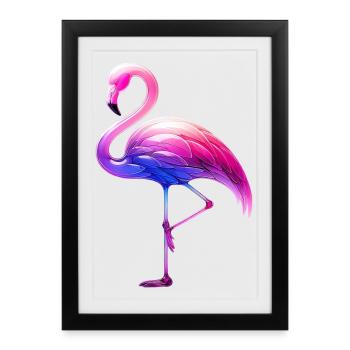 Flamant rose - Affiche encadrée (27 × 37 cm) - noir - Devant