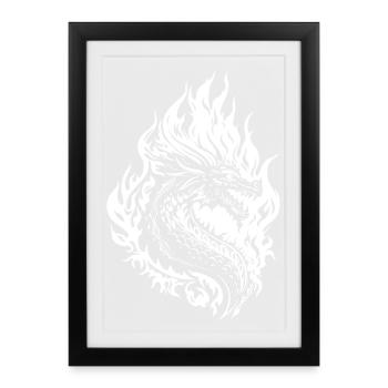Dragon Fantasy Fire Dragon - Framed poster (27 × 37 cm) - black - Front