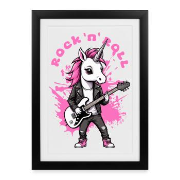 Licorne Rock 'n' Roll - Affiche encadrée (27 × 37 cm) - noir - Devant