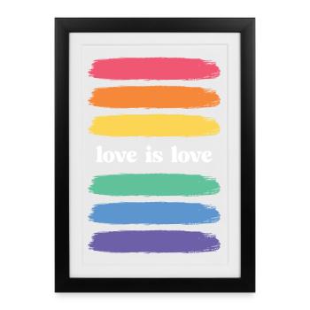 Mois de la fierté LGBT - Love is Love - Affiche encadrée (27 × 37 cm) - noir - Devant