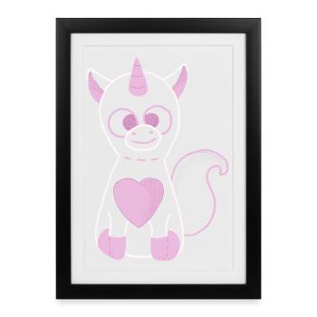 licorne - Affiche encadrée (27 × 37 cm) - noir - Devant