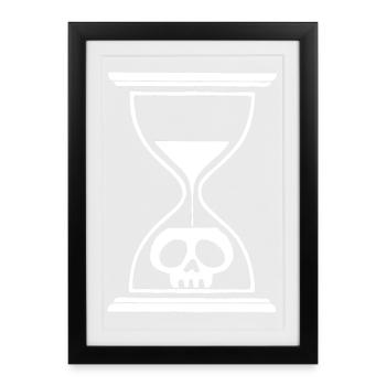 Tête de mort sablier blanc - Affiche encadrée (27 × 37 cm) - noir - Devant