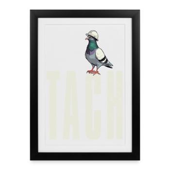 Tach Ruhrpott Taube Begrüßung Traditionell hell - Gerahmtes Poster (27 × 37 cm) - Schwarz - Vorne