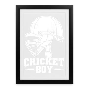 Boys Cricket - Framed poster (27 × 37 cm) - black - Front